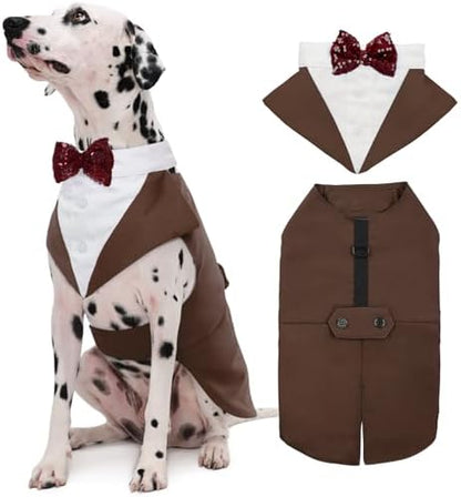 Kuoser Dog Tuxedo, Dog Suit and Bandana Set, Dogs Costume with D-Ring by Kuoser