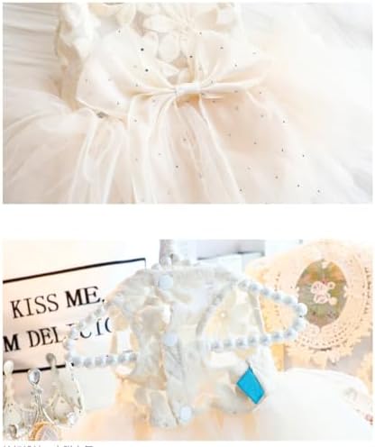 Fashion Sweet Puppy Dog Blingbling Princess Skirt Pet Dog Lace Cake Camisole Tutu Dress C-White XL - Image 7