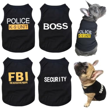 Dog Shirt 4 Pack Pet Clothes K9 Security Boss FBI Vest Costume for Cosplay by LKEX