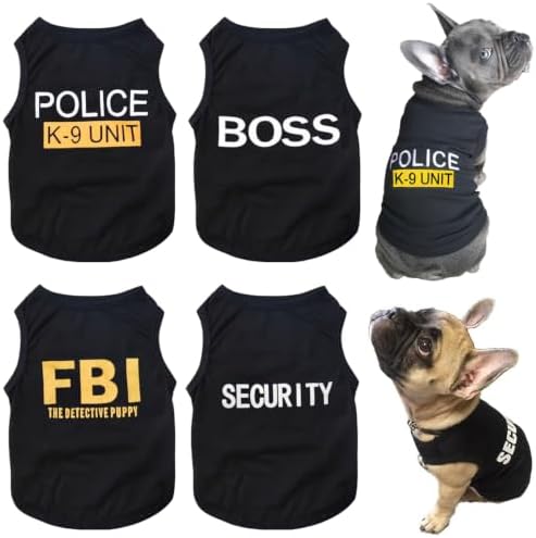 Dog Shirt 4 Pack Pet Clothes K9 Security Boss FBI Vest Costume for Cosplay by LKEX