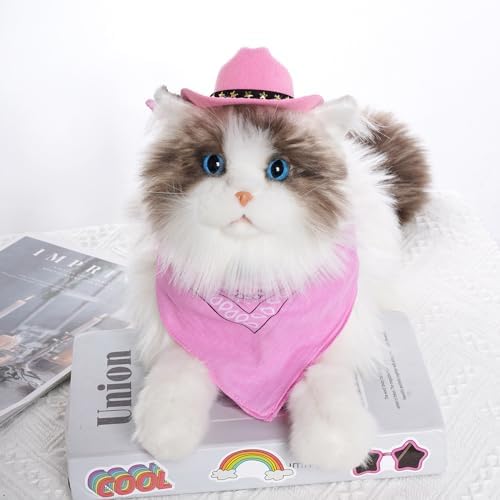 choyaxo Halloween Costumes for Dogs Cat Pet Cowboy Costume Cowboy Hat with Bandana Set for Halloween, Christmas, Holiday, Party, Cosplay (Pink, Small) - Image 4