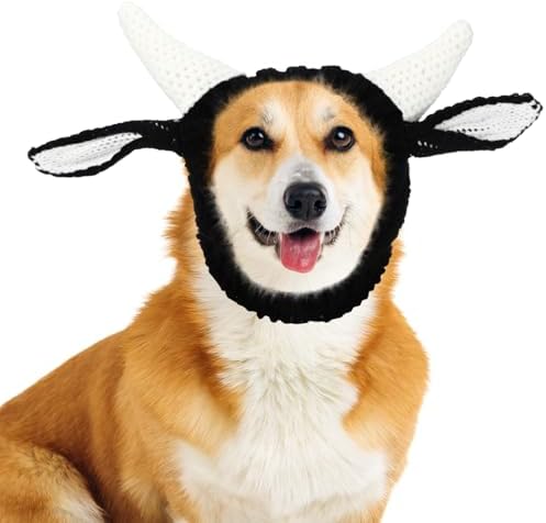 Civaner Cow Dog Costume Dog Snood Cow Costume Soft Yarn Ear Cover Muffs, M by Civaner