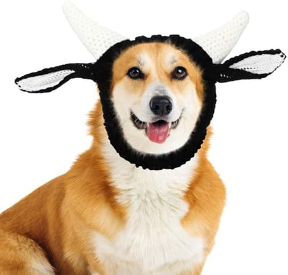 Civaner Cow Dog Costume Dog Snood Cow Costume Soft Yarn Ear Cover Muffs, M by Civaner