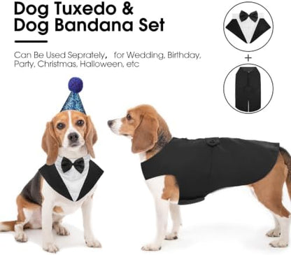 Kuoser Dog Tuxedo, Dog Suit and Bandana Set, Dogs Costume with D-Ring - Image 2