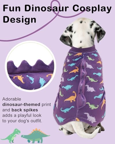 CuteBone Dinosaur Costume Dog Pajamas, Stretchy Spandex Crystal Velvet Sleepwear Coat for Small Dogs, Soft & Warm Pet Outfit Clothes for Cold Weather, Cozy Pullover Design COSP04L - Image 2