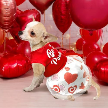 Dog Valentines Day Clothes Be My Pawlentine Dog Valentines Outfit Red Tulle Dog Dress with Bowknot for Small Medium Large Dogs Cat Girl - Image 6