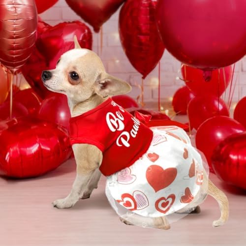 Dog Valentines Day Clothes Be My Pawlentine Dog Valentines Outfit Red Tulle Dog Dress with Bowknot for Small Medium Large Dogs Cat Girl - Image 6