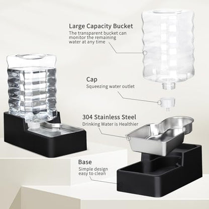RIZZARI 8L Dog Water Dispenser: Leak-Proof Gravity Refill Waterer