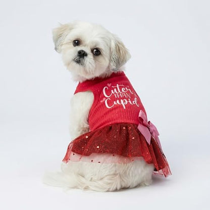 Fitwarm Cuter Than Cupid Dog Tulle Dress, Cute Girl Dog Clothes, Funny Pet Apparel, Burgundy Red, XS - Image 4