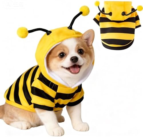 Bee Stripes Cat Halloween Costumes for Sphynx and Small Dog, Yellow S by Unknown