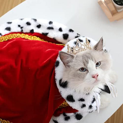 Lovelyshop Royal Velvet Pet Cloak with Fur Trim for Cats & Dogs, Red, S - Image 2