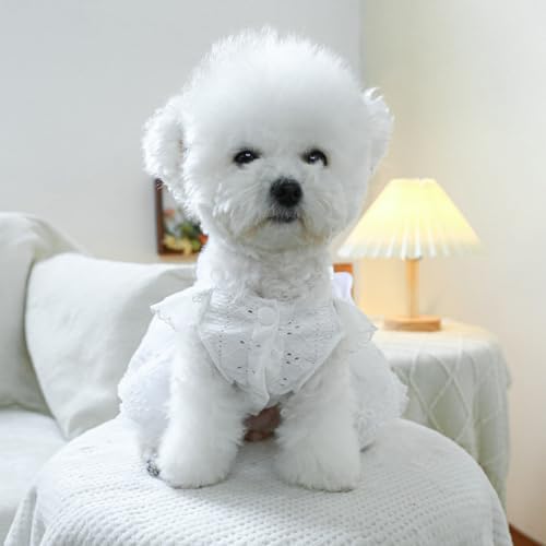 Fashion Sweet Puppy Dog Blingbling Princess Skirt Pet Dog Lace Cake Camisole Tutu Dress K-White XL - Image 4