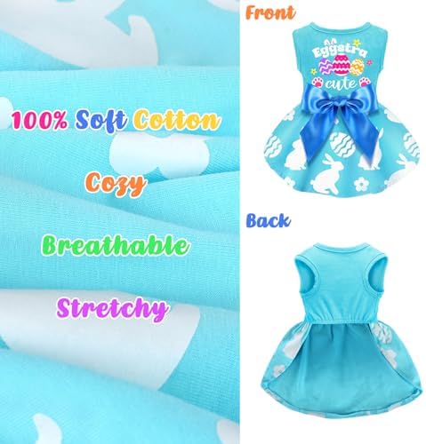 Dog Easter Outfit Cute Happy Easter Day Dog Dress Bunny Eggs Easter Dog Cat Clothes Pink Tulle Pet Doggie Apparel Outfit with Bowknot for Small Dogs Puppy Cat Girl Costume - Image 6