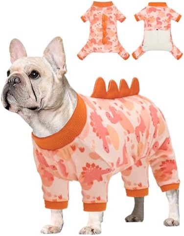 CuteBone Dinosaur Costume Dog Pajamas, Stretchy Spandex Crystal Velvet Sleepwear Coat for Small Dogs, Soft & Warm Pet Outfit Clothes for Cold Weather, Cozy Pullover Design COSP18XL by CuteBone