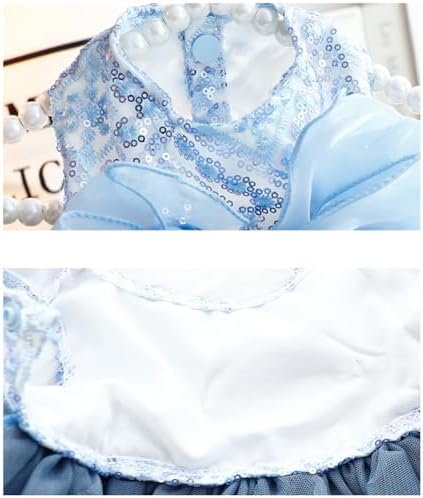 Fashion Sweet Puppy Dog Blingbling Princess Skirt Pet Dog Lace Cake Camisole Tutu Dress E-Navy XL - Image 6