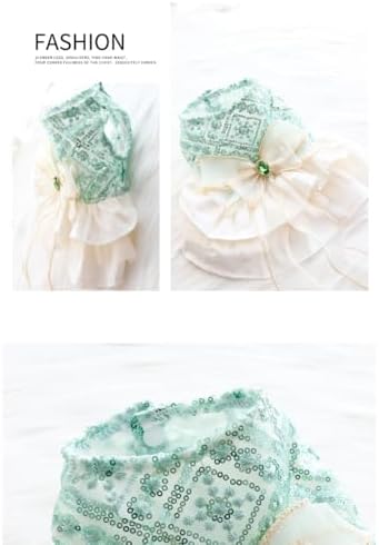 Fashion Sweet Puppy Dog Blingbling Princess Skirt Pet Dog Lace Cake Camisole Tutu Dress D-Green L - Image 5