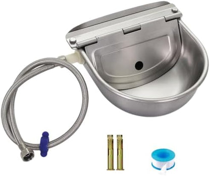 Stainless Steel Automatic Livestock Waterer with Float Valve & Water Hose