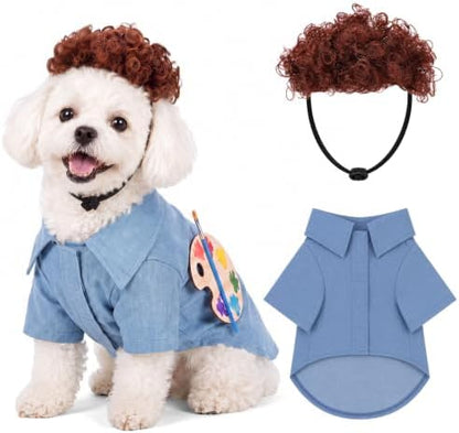 Dansydaisy 4 Pcs Halloween Dog Costume, Puppy 80s Painter Artist Outfit, L by Dansydaisy
