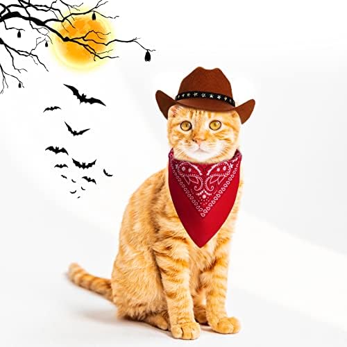 choyaxo Pet Cowboy Costume Halloween Costumes for Dogs Cat Cowboy Hat with Bandana Scarf (Medium) - Image 5