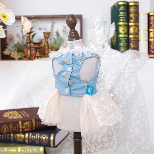 Fashion Sweet Puppy Dog Blingbling Princess Skirt Pet Dog Lace Cake Camisole Tutu Dress I-Blue L - Image 4