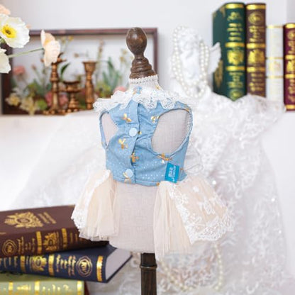 Fashion Sweet Puppy Dog Blingbling Princess Skirt Pet Dog Lace Cake Camisole Tutu Dress I-Blue L - Image 4