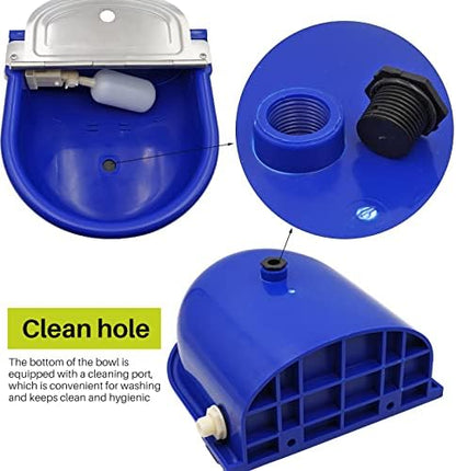 MINYULUA Automatic Waterer Bowl Large Horse Waterer with Float Valve (Blue)