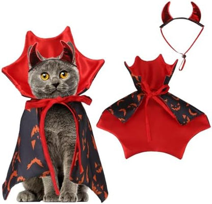 KOOLTAIL Dog Halloween Costume, Pet Vampire Cloak Cape Costume Devil Hat for Small Medium Large Dogs Cats Puppy, Funny Dog Witch Clothes Cosplay Dress Wizard Outfit Mantle Apparel for Holiday Party S by KOOLTAIL