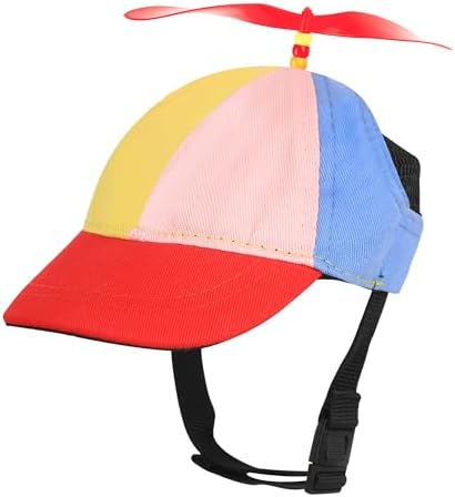 Pet Dog Cute Propeller Baseball Hat Medium Large Dogs Funny Holiday Birthday Party Clown Cap Headband Adjustable Sun Beach Visor Rainbow Helicopter Hat Pet Halloween Cosplay Costume Photo Props by Holiberty
