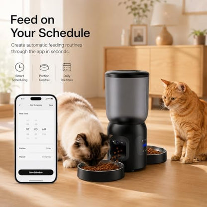 Automatic Cat Feeder with Camera, Dual Bowl 6L WiFi Pet Feeder