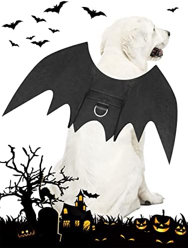 Halloween Dog Bat Wings Costume, Pet Halloween Cosplay Party Dress Up Clothes with Pumpkin Bells for Dogs and Cats - Image 2