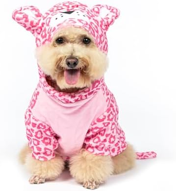 DELIFUR Dog Leopard Costume for Halloween, Pink, Small by DELIFUR