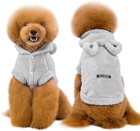 Easter Dog & Cat Outfit - Bunny Ears Hoodies, Fleece Puppy Clothes, Warm Dog Sweatshirt & Cat Costume (Large, Grey) - Image 4