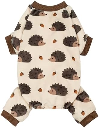 Fitwarm Funny Hedgehog Dog Pajamas, Warm Winter Dog Clothes for Small Dogs Boy Girl, Cozy Pet Onesie with Feet, Beige, Brown, XXL by Fitwarm