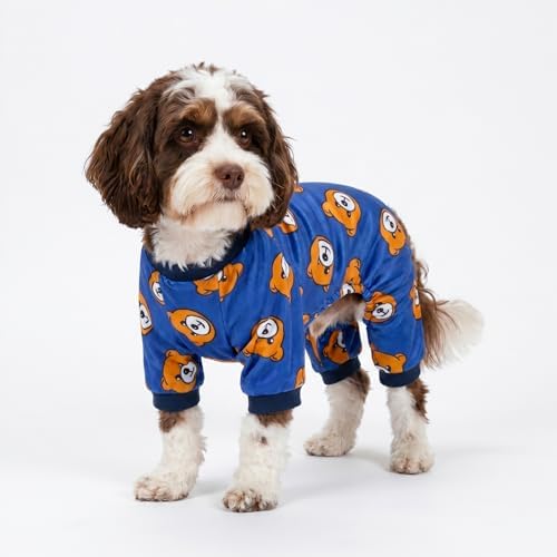Fitwarm Cute Bear Dog Pajamas, Dog Clothes for Small Dogs Boy Girl, Fleece Pet Onesie with Feet, Royal Blue, Brown, Large - Image 5