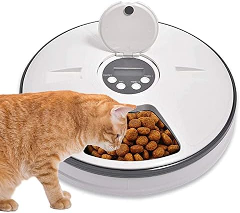 Automatic Cat Feeder Auto Cat Food Dispenser Smart Cat Feeder for Dogs, Cats & Small Animals W/Programmable Timer with 6 Meals Suitable Wet & Dry Food with Voice Reminder