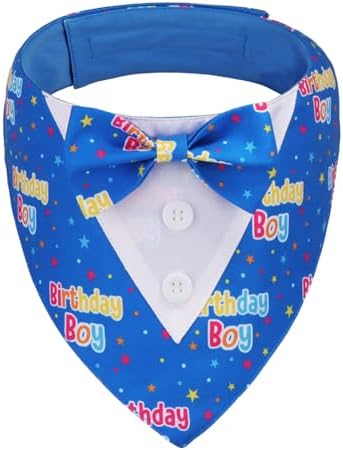 ADOGGYGO Birthday Dog Bandana with Bowtie, Blue Boy Dog Tuxedo, Medium by ADOGGYGO