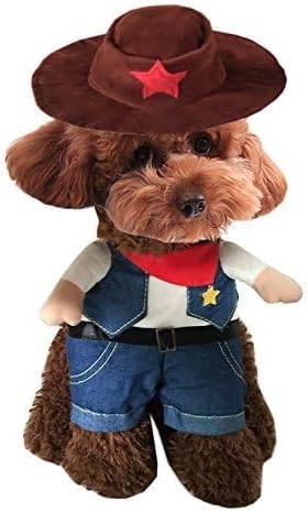 Hotumn Cowboy Dog Costume with Hat - Cat & Small Dog(S) Halloween Costume - Image 2