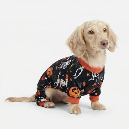 Fitwarm Halloween Skeleton Dog Costume Lightweight Velvet Pajamas Pet Clothes Doggie PJS Puppy Onesie Doggy Outfits Cat Jumpsuits Black XL - Image 3