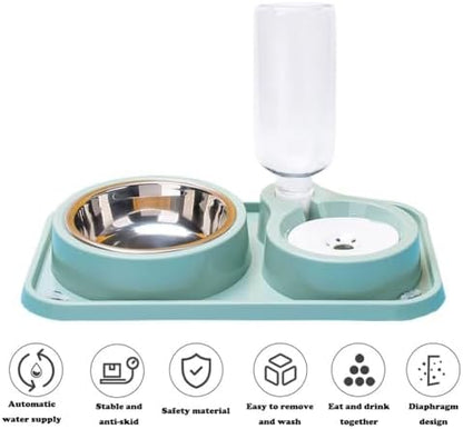 Love Dream Double Dog Cat Bowls, Anti-Slip Pet Food and Water Bowl Set