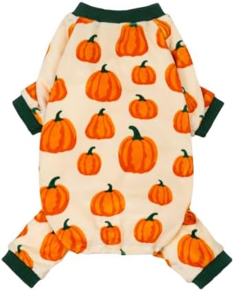 Fitwarm Pumpkin Dog Pajamas, Thanksgiving Outfit for Small Dogs Boy Girl, Fall Pet Clothes, Beige, Orange, Green, XS by Fitwarm