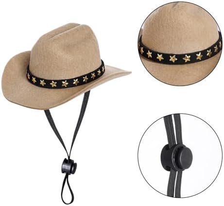 choyaxo Halloween Costumes for Dogs Cat Pet Cowboy Costume Cowboy Hat with Bandana Set for Halloween, Christmas, Holiday, Party, Cosplay (Khaki, Medium) - Image 3