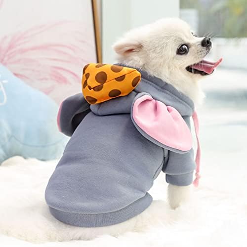SEIS Winter Big Ear Mouse Dog Hoodies Cute Cheese Warm Pet Costume Halloween Cat Clothes for Small Medium Dogs Puppy French Bulldog Chihuahua (Gray, XS (Chest Circumference 41cm/ 16.1")) - Image 2