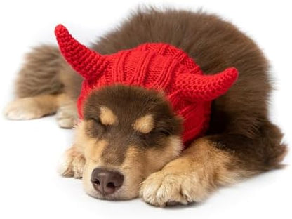 Zoo Snoods Red Devil Dog Costume - Warm Crochet Snood Wrap for Pets, Neck Ear Cover Protection, Halloween Winter (Medium) by ZooSnoods