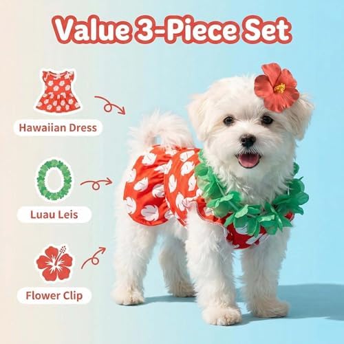Halloween Dog Hawaiian Costume Dress Luau Leis Hair Clip,XXL - Image 2