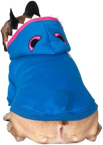 iChoue French Bulldog Halloween Shark Costume Clothes Hoodies Blue, M - Image 3