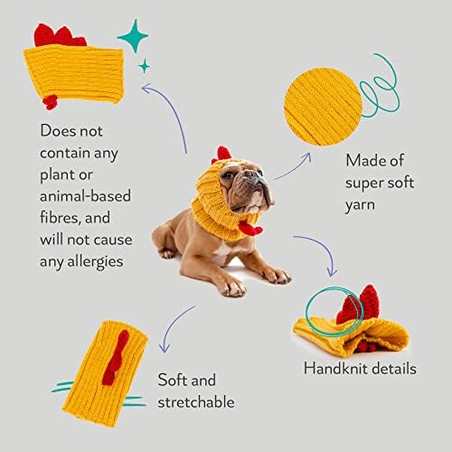 Zoo Snoods Rooster Costume - Knit Chicken Dog Snood Ear Wrap for Pets, Warm Neck Cover for Halloween and Winter (Small) - Image 2