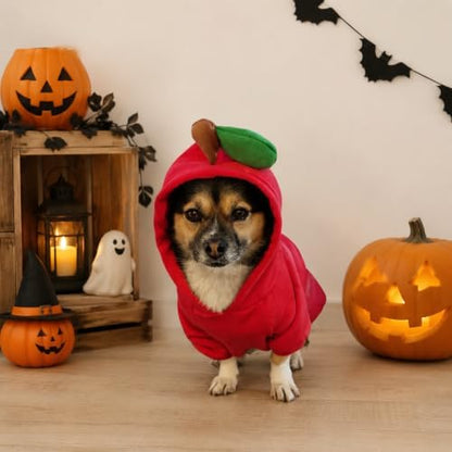 Dog Christmas Halloween Costumes,Dog Hoodies for Small Dogs Cats, Cat Puppy Outfits,Yorkie Chihuahua Pomeranian Clothes (Medium, Red-Apple) - Image 4