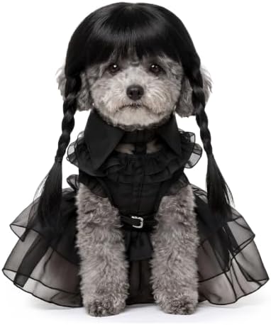 Coume 3 Pcs Halloween Dog Costumes for Dog with Belt and Wig, S by Coume