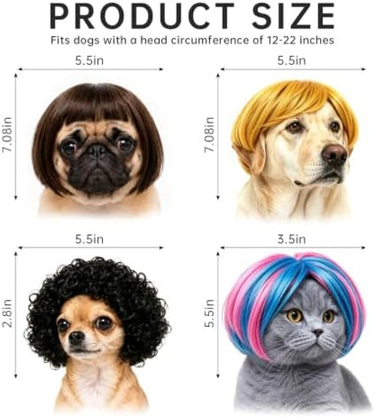 4 Pack Funny Cat and Dog Wigs for Small Medium Large Dogs, Adjustable Pet Cosplay Costume for Halloween, Christmas and Parties - Image 6