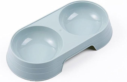 Cat Double Bowl 1PC Practical Dog Food Tray Portable Pet Accessories Candy Color Cat Feeding Bowl(Green)